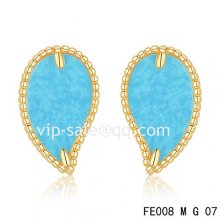 Cheap Van Cleef & Arpels Sweet Alhambra Leaf Earrings Yellow Gold,Turquoise